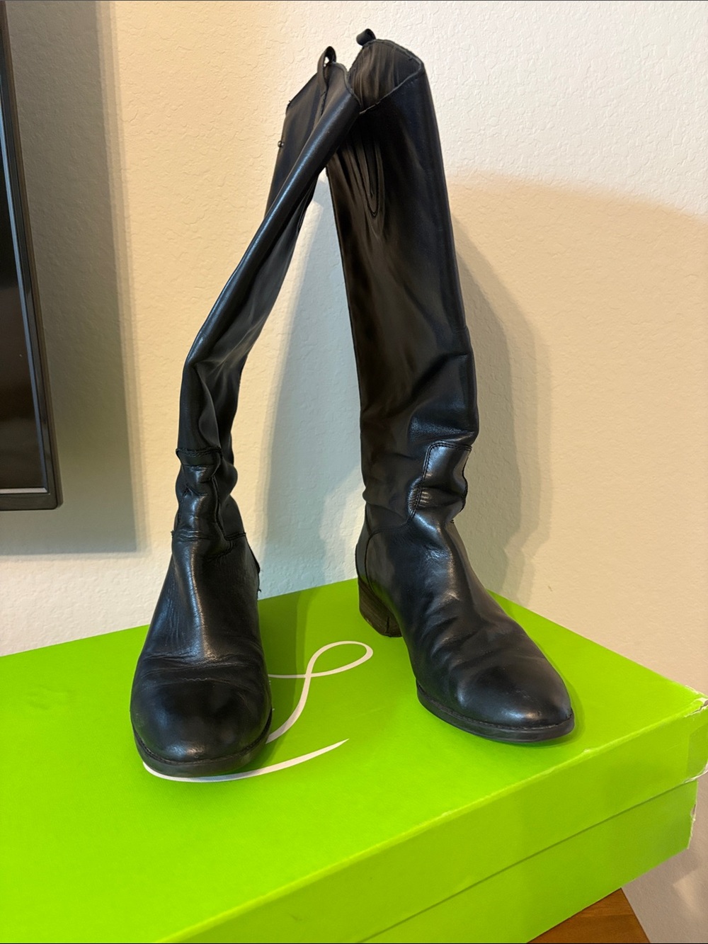 Sam Edelman Black Leather Over-the-Knee Slim Riding Boots